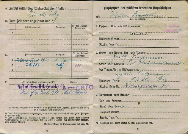 Soldbuch Wehrstammbuch Schütze IR282 98.ID KIA 1942 Russia - Image 6