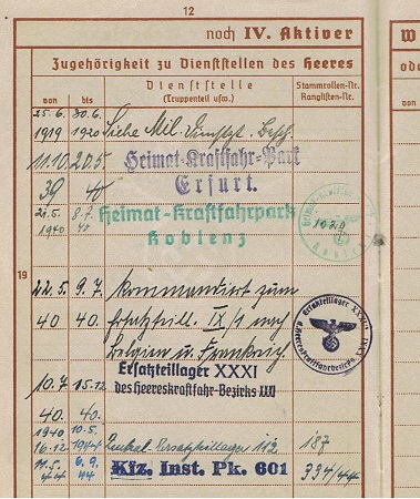 Wehrpass NCO Kraftfahr-Instandsetzungs-Park 601 KIA Romania - Image 3