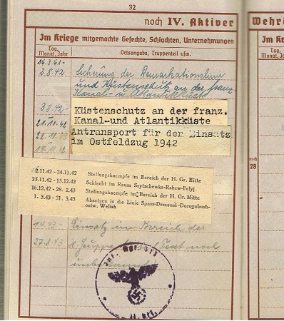 Wehrpass Obergefreiter IR313 337.Infanterie-Division KIA 1943 - Image 6