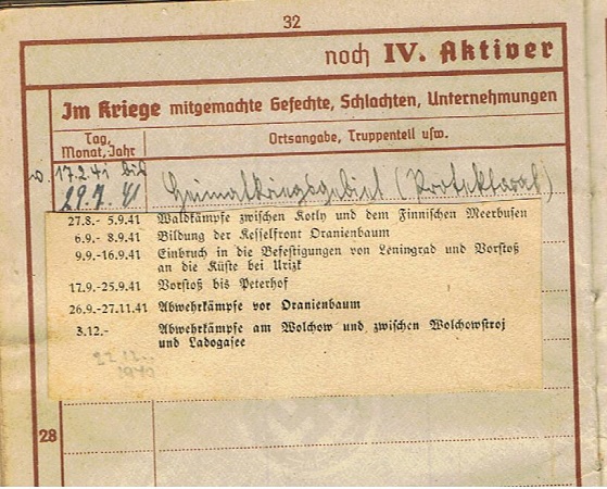 Wehrpass gefreiter IR505 291.ID Northern Russia 1941 ISA VWA - Image 5