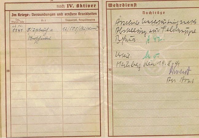 Wehrpass gefreiter IR505 291.ID Northern Russia 1941 ISA VWA - Image 6