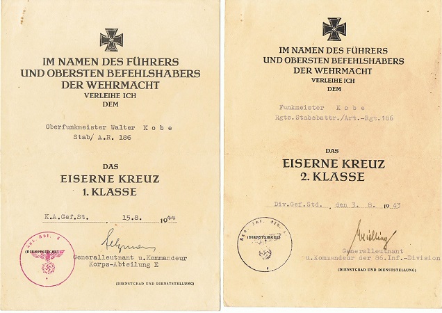 EK1 award documents group Wachtmeister Artillerie 86.ID Russia - Image 2