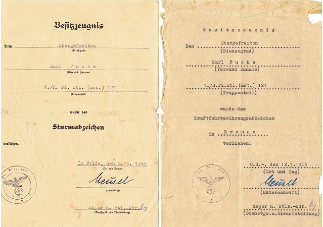 Award docs NCO Panzer-Pionier-Bataillon 127 Russia Saarpfalz - Image 3