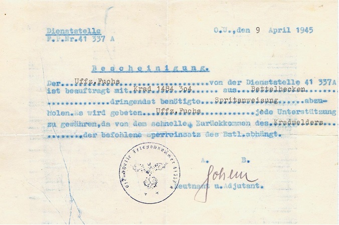 Award docs NCO Panzer-Pionier-Bataillon 127 Russia Saarpfalz - Image 5