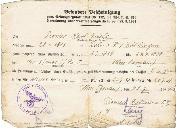 Award docs NCO Panzer-Pionier-Bataillon 127 Russia Saarpfalz - Image 7