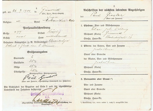Luftschutz pass and Wehrpass SHD-Mann Giesen 1940-1942 - Image 4