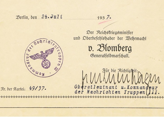 Dienstauszeichnung 1.Klasse 1937 Oberstleutnant Nachrichten - Image 3