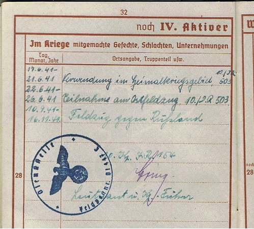 Wehrpass Gefreiter Infantry 290.ID 58.ID KIA 1941 Leningrad - Image 6