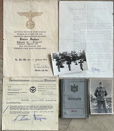 Wehrpass group Feldwebel Infanterie 34.ID 112.ID KIA Russia 1941