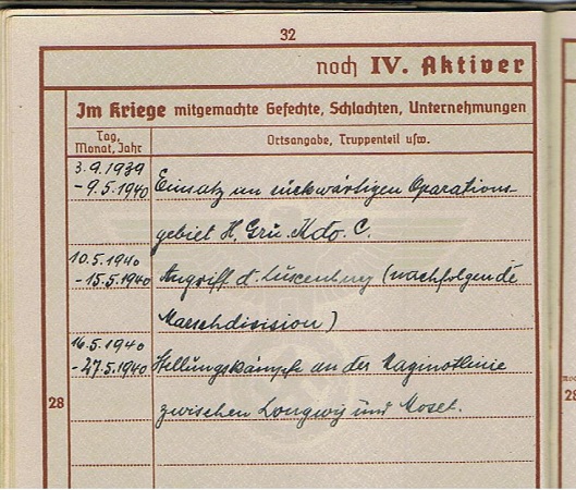 Wehrpass workbook Gefreiter transport 52.ID France maginot line - Image 5