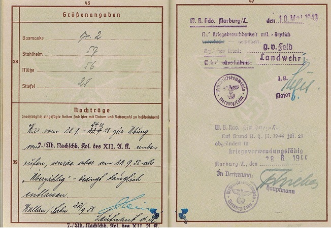 Wehrpass workbook Gefreiter transport 52.ID France maginot line - Image 7