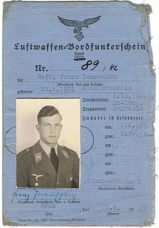 Bordfunkerschein Gefreiter Stuka-Schule 2 Graz Austria 1942