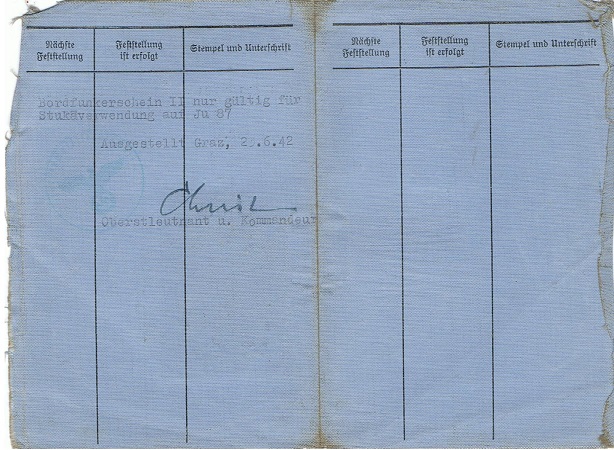 Bordfunkerschein Gefreiter Stuka-Schule 2 Graz Austria 1942 - Image 3