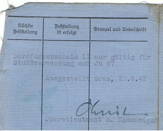 Bordfunkerschein Gefreiter Stuka-Schule 2 Graz Austria 1942 - Image 6