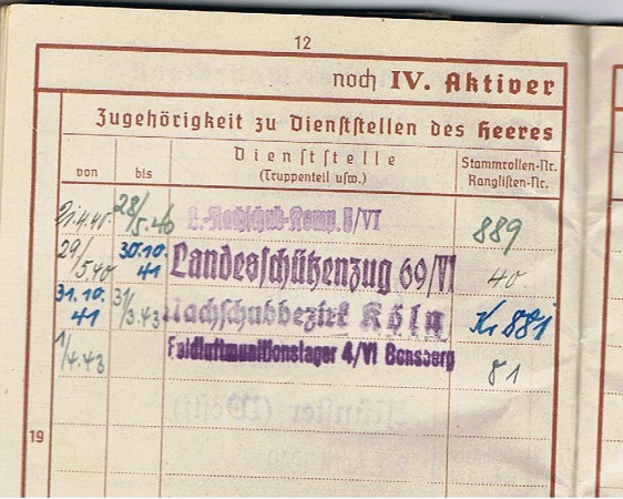 Wehrpass NCO Luftwaffe (ammunition) supply Köln Air District VI - Image 4