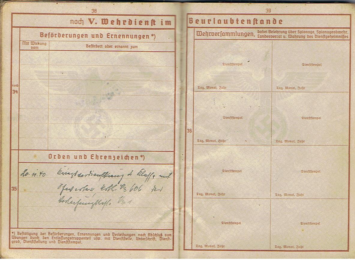Wehrpass Weapons NCO T.A. Fortress units Westwall - Image 12