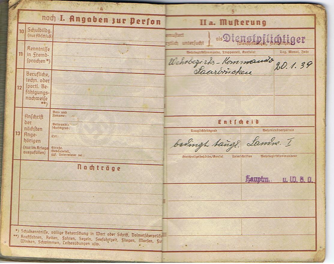 Wehrpass Weapons NCO T.A. Fortress units Westwall - Image 4