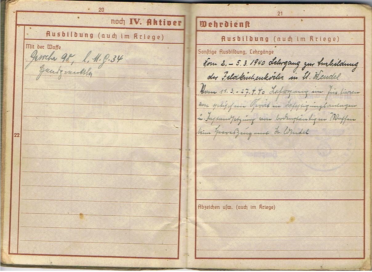 Wehrpass Weapons NCO T.A. Fortress units Westwall - Image 6
