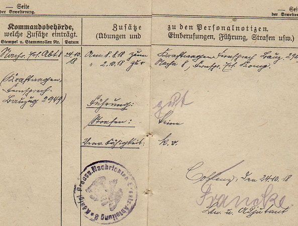 Wehrpass Militärpass Gefreiter Artillerie Nachrichten 1914-1918 - Image 6