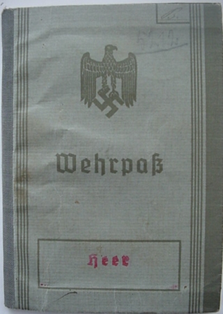 Wehrpass WW2 for WW1 combatant Infantry
