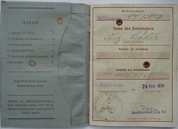 Wehrpass WW2 for WW1 combatant Infantry - Image 2
