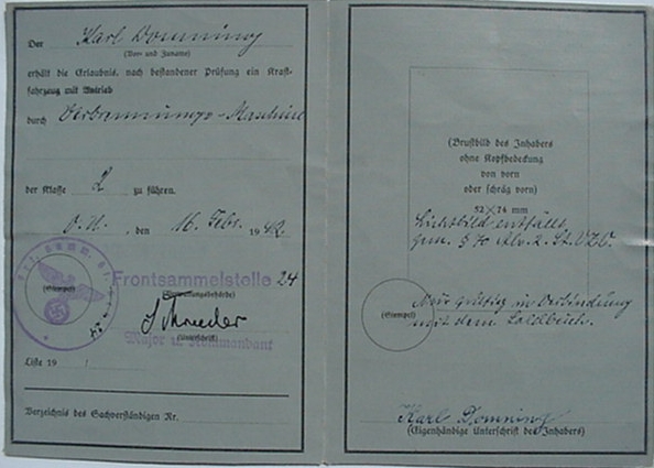 Soldbuch drivers licence Corporal Frontleitstelle Russia - Image 2