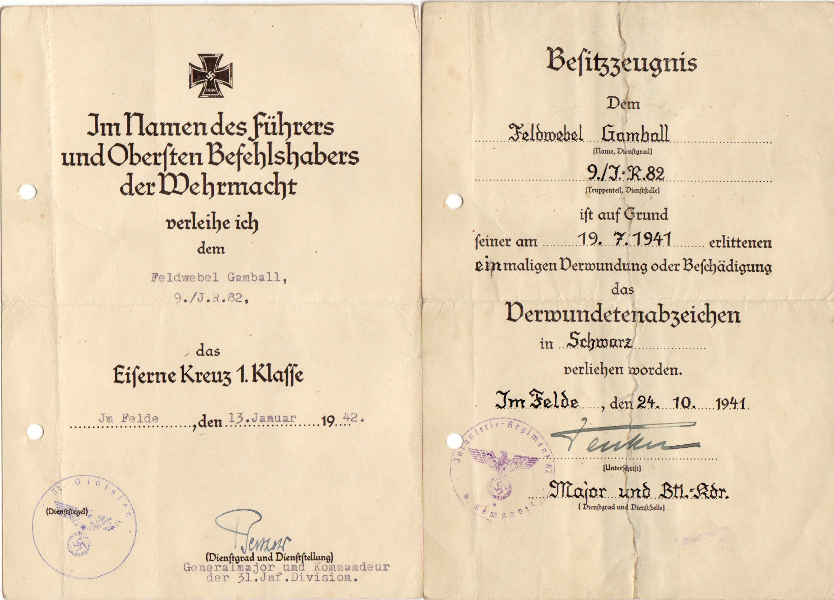 EK1 grouping Feldwebel Infanterie-Regiment 82 31.ID Russia - Image 2