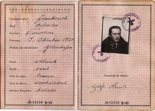 Fremdenpass French citizen working in Poland wounded 1945 - Image 3