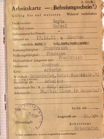 Fremdenpass French citizen working in Poland wounded 1945 - Image 4