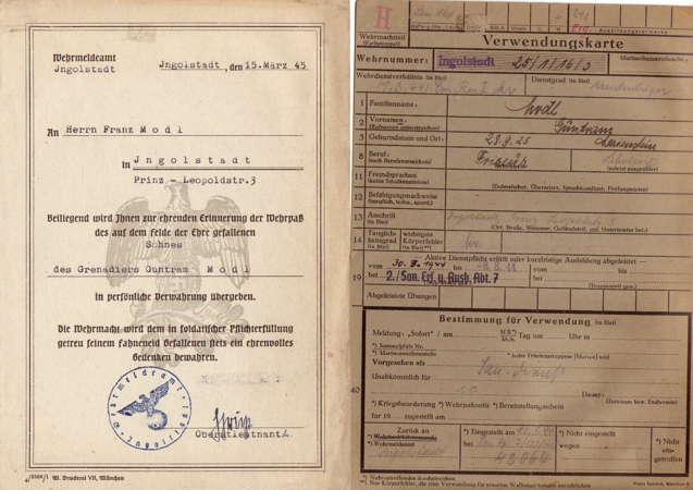 Wehrstammbuch grouping medical orderly 122.ID KIA 1944 Latvia - Image 3