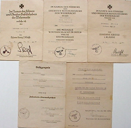 EK1 grouping Feldwebel IR50 111.ID Southern Russia 5 awards