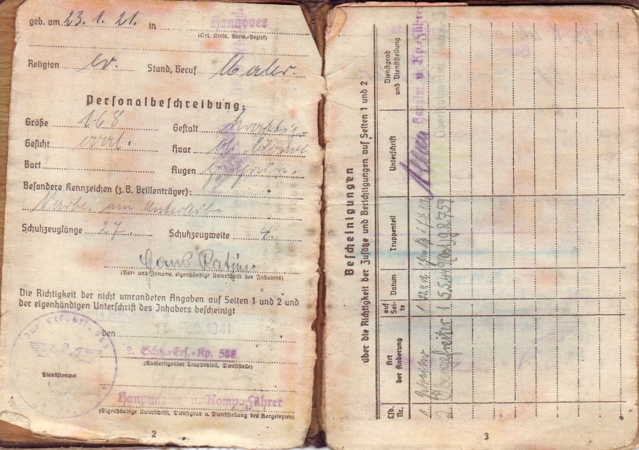 Soldbuch Obergefreiter 291.ID 338.ID Russia France 1941-44 - Image 3