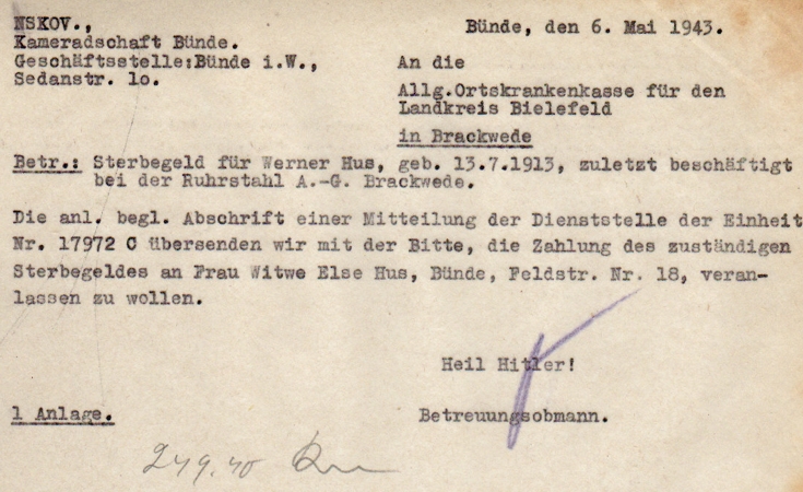 NSKOV documents Coproral AR227 227.ID Leningrad KIA 1943 - Image 4