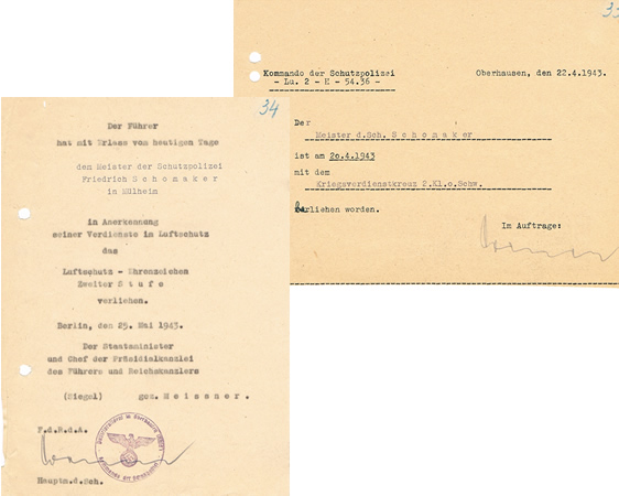 Award documents Meister Schutzpolizei 1943 Luftschutz KVK2