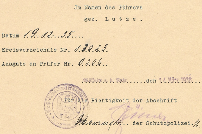 Sports award documents Schutzpolizei Mülheim 1936 SA - Image 3