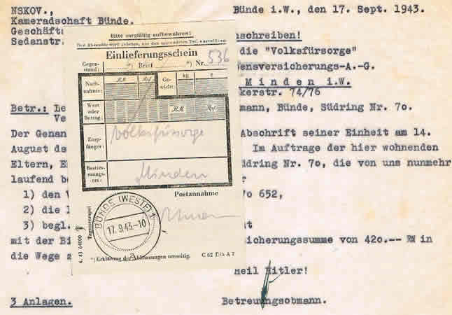 NSKOV documents Gefreiter 256.Infanterie-Division KIA 1943 - Image 4