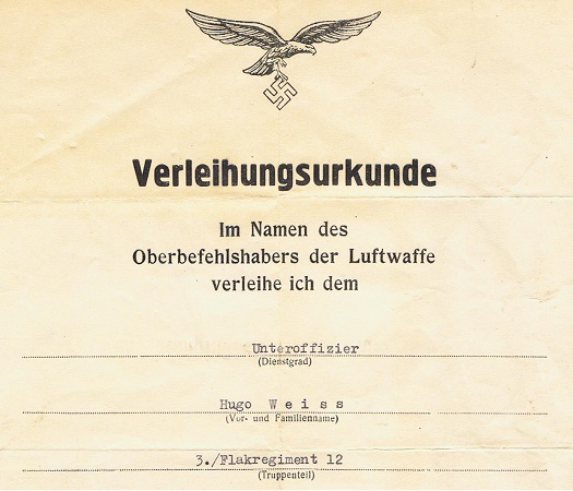 Luftwaffe Flak Badge 1941 NCO Flak-Regiment 12 Russia - Image 2