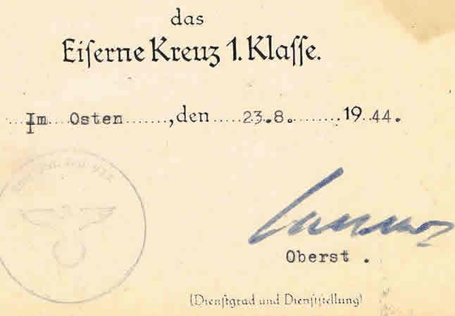 Iron Cross 1st Class Feldwebel Coastal Artilery Norway 1944 - Image 3