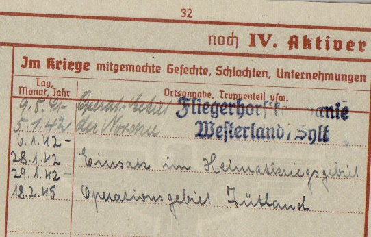Wehrpass Corporal airfield units Sylt Jutland Aalborg Denmark - Image 7