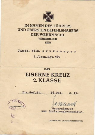 Award documents Corporal 211.Infanterie-Division France Russia - Image 3