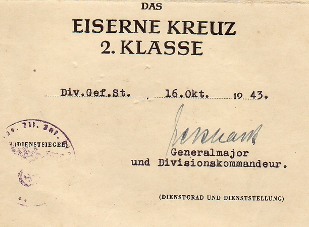 Award documents Corporal 211.Infanterie-Division France Russia - Image 4