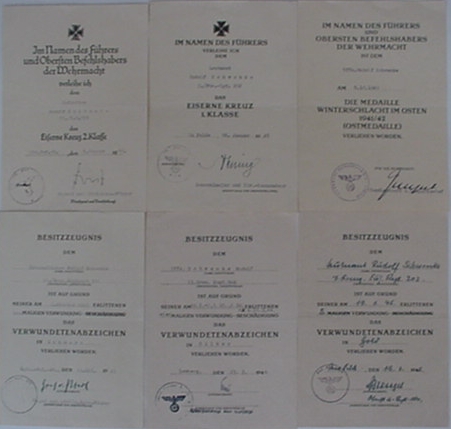 EK1 grouping Leutnant Infantry 6 awards 1942-1945 293.ID 359.ID