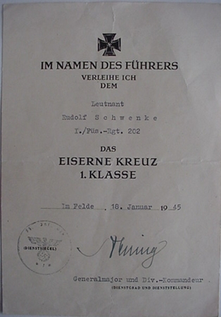 EK1 grouping Leutnant Infantry 6 awards 1942-1945 293.ID 359.ID - Image 3
