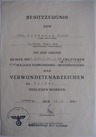 EK1 grouping Leutnant Infantry 6 awards 1942-1945 293.ID 359.ID - Image 6