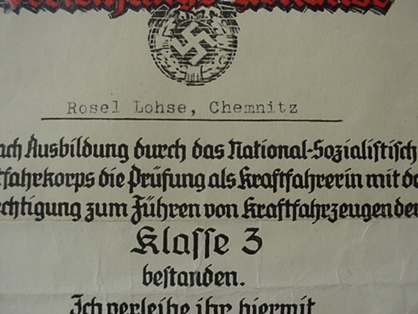 NSKK female driver award document with award - Image 2