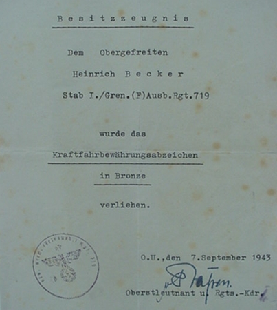 Wound Badge and Drivers Badge Corporal Infantry Africa Corps - Image 3
