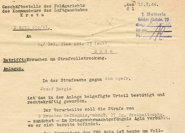 Group military court sentenced Corporal Flak-Abteilung 73 Crete - Image 7