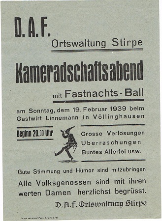 DAF theater evening programm poster Völlinghausen 1939