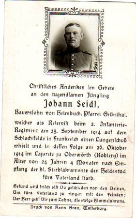 Obituary card 2.Infanterie-Regiment 1914 France Koblenz