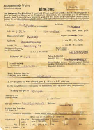 Medical insurance document 1944 girl farm worker